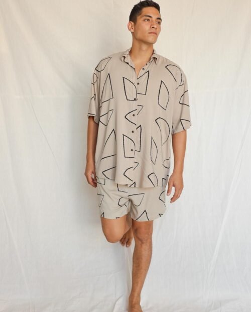 Men Oscar Shirt Sand Black-2